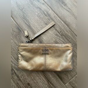 Coach Bronzed Zippered Wallet Wristlet